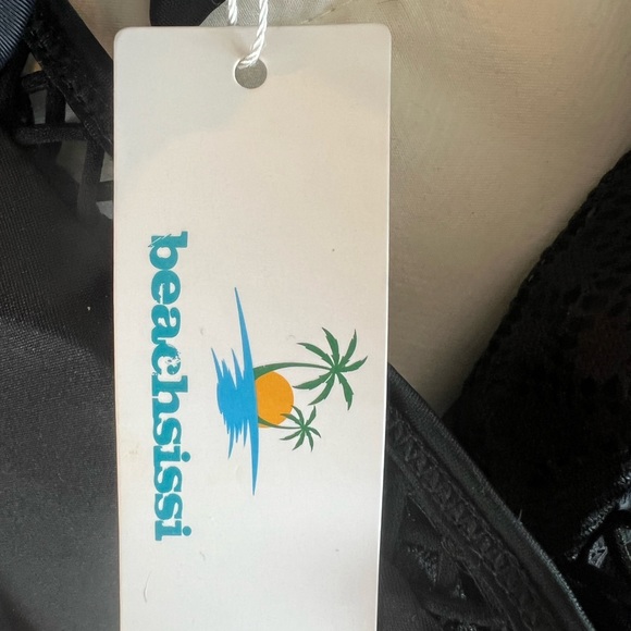 Halter Neck Ruffle Hem Tankini top black large - Picture 7 of 9